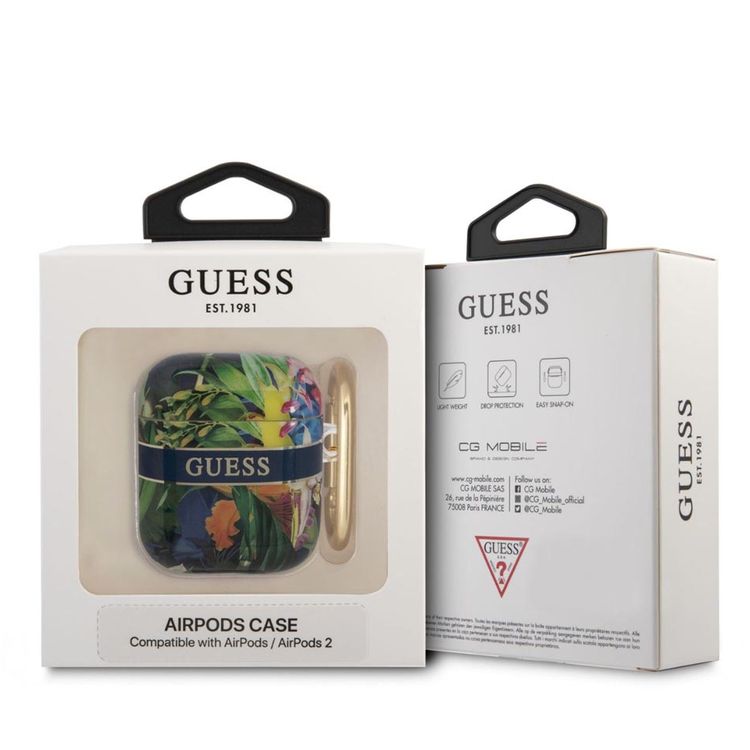 جيس جراب خطاف TPU لسماعات إيربودز 3 ، يدعم الشحن اللاسلكي ، تصميم زهرة - أزرق