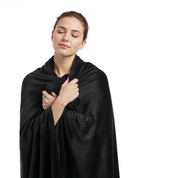 Porodo Lifestyle Travel Comfort Duo 2-in-1 Velvet & Memory Foam Pillow and Soft Flannel Blanket with Adjustable Clasp, Comfort & Optimum Support, 100% Polyester Material, Anatomically Correct Design, Ultra-Soft Cotton Velour Fabric, Cord Lock System, Head-Up Comfort Zone, Pocket Enclosure - Black