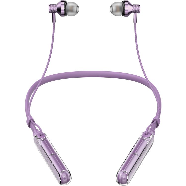 Porodo Soundtec SV Pro ENC Neckband Earphones with 5 Voice Effect Modes, 250mAh Battery Capacity, Up to 30 Hours Playtime, 2 Hours Charging Time, Type-C Charging Port, Bluetooth Version 5.3, 10m Bluetooth Range, 130 Hours Standby Time, Magnetic Earbuds, Convenient Control Buttons - Purple