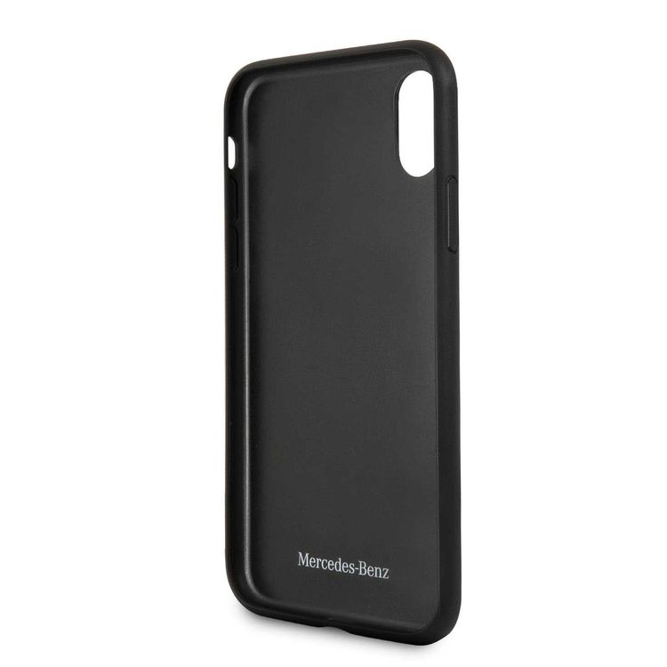 CG MOBILE Mercedes-Benz New Organic I Genuine Leather Hard Phone Case for iPhone X Officially Licensed - Navy