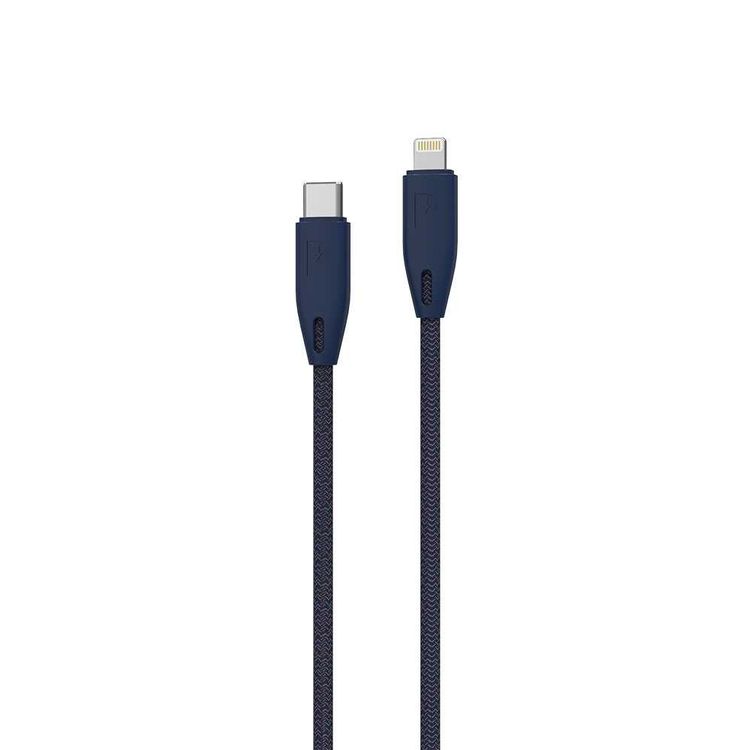 Powerology Fast Charging Cable, [MFi Certified] USB C to Lightning Braided Fast PD Charge 2 meter / 6.6 feet with iPhone 12 Pro Max/12 Mini/12, 11 Pro Max/11 Pro/11, XS Max/XS/XR/X, 8 Plus/8 (Blue)