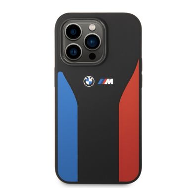 BMW M Silicone Case with Blue & Red Strips for iPhone 15 Pro Max