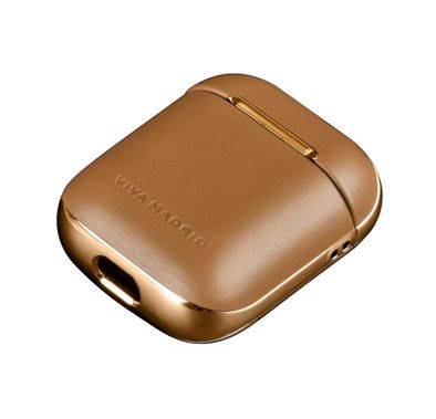 Viva Madrid Airex Allure Genuine Leather Case Compatible for AirPods 1/2 - Easy Access to Charging Port - Scratch Resistant - Shock & Drop Protection Slim Cover - Light Brown