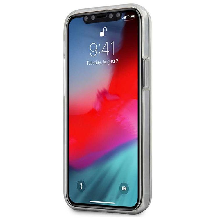 CG Mobile Guess PC/TPU 4G Pattern Hard Case Compatible for iPhone 12 / 12 Pro (6.1") Shock & Scratch Resistant, Easy Access to All Ports, Drop Protection Back Cover - Iridescent