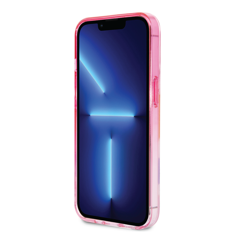 USPA PC/TPU Case with Blurred Stripes & Horse Logo iPhone 14 Pro Max Compatibility - Pink