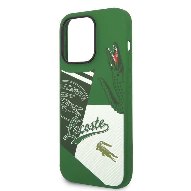 Lacoste Hard Case Liquid Silicone / Microfiber Patchwork B, Compatible with iPhone 14 Pro - Green