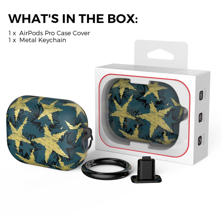 AhaStyle Premium TPU IMD Patterns Case with Anti-Lost Ring Compatible for AirPods Pro, Scratch Resistant, Shock Absorption, Drop Protection, & Dustproof Protective Hard Shell