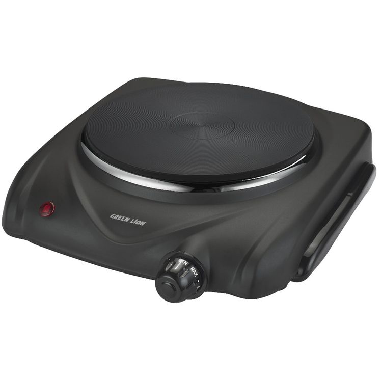 Green Lion Electric Stove with Single Hot Plate, 6 Heating Levels, Anti-Slip Base, Power Indicator, Easy-to-Clean Design, Thermostat Control, Iron & Plastic Material, 50-500° C Temperature Range, 70cm BS Plug - Black