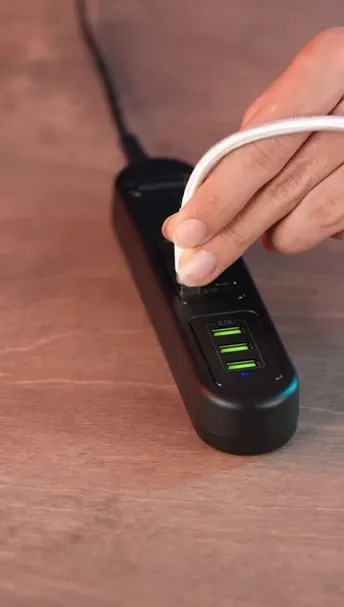 Porodo 50W Multi-Port USB Charging Hub in UAE | Simultaneous Charging, 2m Cable Length - Black | (PD-FWCH032-BK)