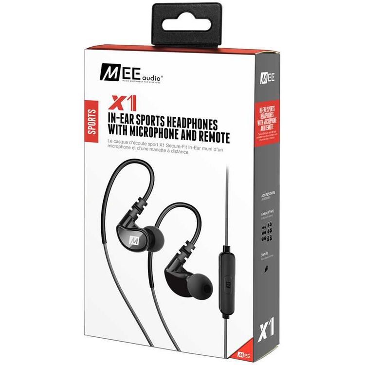 MEE Audio in-Ear Sports Headphones with Microphone and Remote - Grey and Black