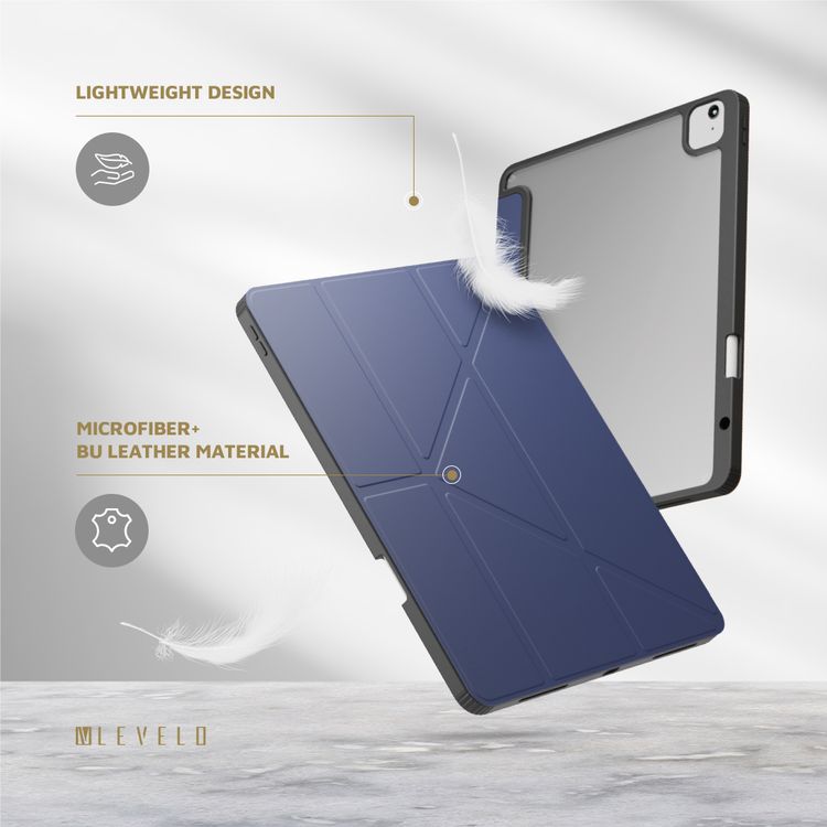 Levelo Conver Clear Back Hybrid Case for iPad Air 13", Lightweight Design, Precise Cut-Outs, Easy Snap-On - Blue 