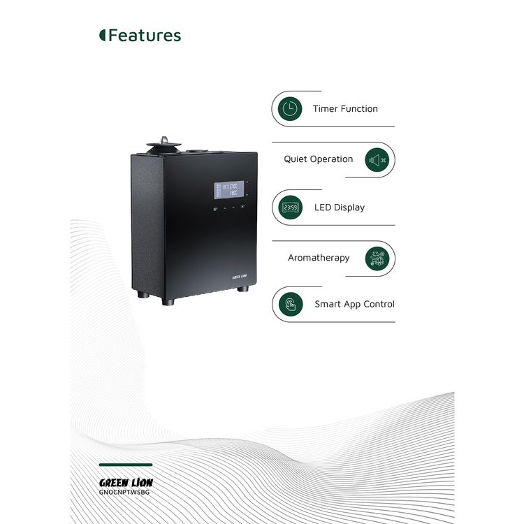 Green Lion Smart Scent Pro Fragrance Diffuser with Fragrance Bottle, Smart App Control, Quiet Operation, 5 Timer Settings, HVAC Connect, Aromatherapy, Wall-Mount, Security Lock - Black 