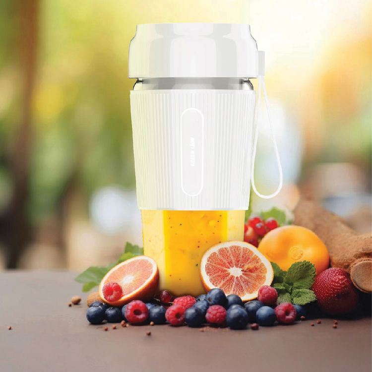 Green Lion G-Blend X Portable Juicer with 300mL Capacity, 1500mAh Battery Capacity, PC Jar Material, Stainless Steel Blade Material, Type-C Charging Port, 3-4 Hours Charging Time - White