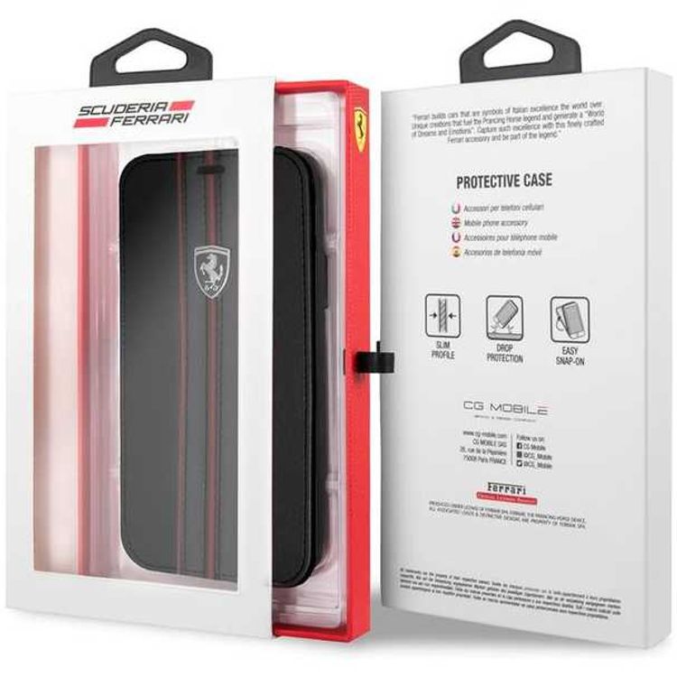CG MOBILE Ferrari Urban Off Track Leather Book Type Case for iPhone X - Black