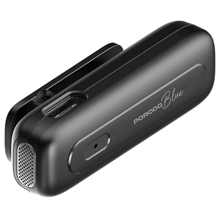 Porodo Blue ClipMic Pro Wireless Microphone with Advanced Noise Cancellation,  Smart Plug & Play Audio, Omnidirectional, Long-Distance Transmission, Instant Auto-Pairing, Universal Device Compatibility - Black