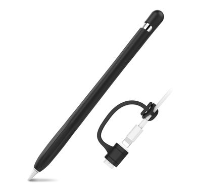 Ahastyle Premium Silicone Anti-Slip Sleeve Protective Cover Skin Compatible for Apple Pencil - Scratch & Dirt Resistance Lightweight Silicone Pen Case - Black
