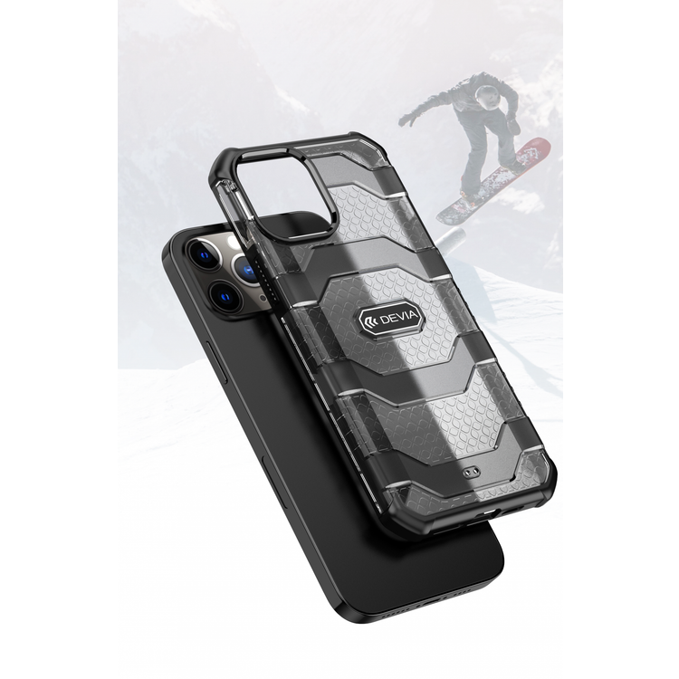 Devia Vanguard Shockproof TPU+PC Case Compatible for iPhone 12 / 12 Pro (6.1") Dual Protection for Camera Screen - 3m Drop Resistant Anti-Impact & Anti-Fall Back Cover - Black