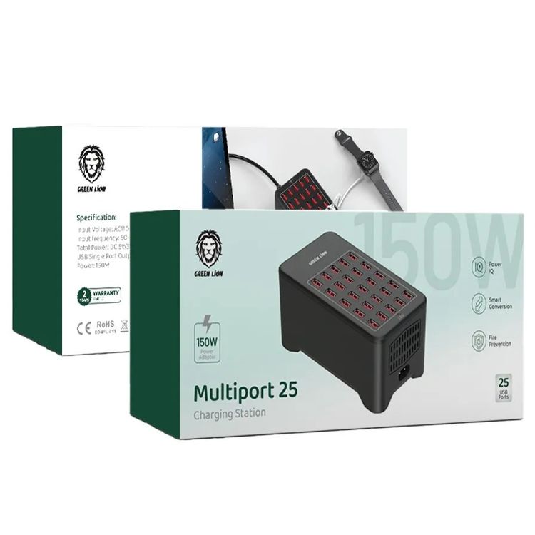 Green Lion Multiport 25 Charging Station 150W  - Black