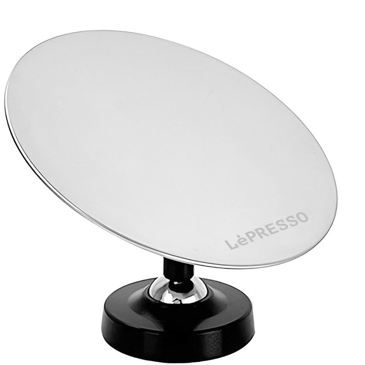 مرآة إسبرسو بطلاء من الستانلس ستيل من LePresso، قاعدة مغناطيسية، تصميم مدمج، مقاس المرآة 65 مم - بني