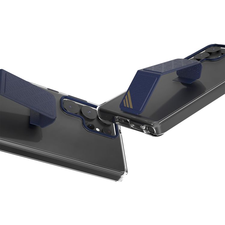 غلاف Levelo Morphix Clara بمقبض جلد مدمج لهاتف Samsung Galaxy S25 Ultra، مصنوع من مادة TPU، زوايا مقاومة للصدمات، حلقة كاميرا معدنية، مادة هجينة - أزرق