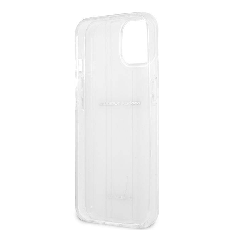 CG MOBILE Ferrari PC/TPU Transparent Hard Case with 3D Stripes Compatible for iPhone 13 Mini (5.4") Scratches Resistant, Easy Access to All Ports