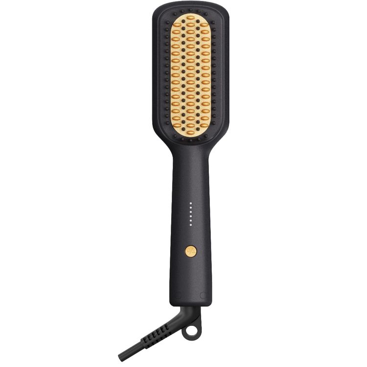 Porodo Lifestyle Electric Heated Hair Straightener Brush with 5 Temperature Settings, 30W Rated Power, 30 Seconds Fast Heating Time, 70% Frizz Reduction, Auto Shut-Off - Black