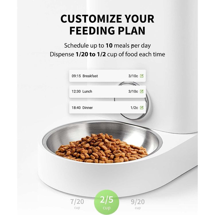 PETKIT Fresh Element Mini Smart Pet Feeder with 2.8L Capacity, Dual Fresh Lock System, Up to 10 Times Usage per Day, Automatic Dosing, Smart Feeding - White
