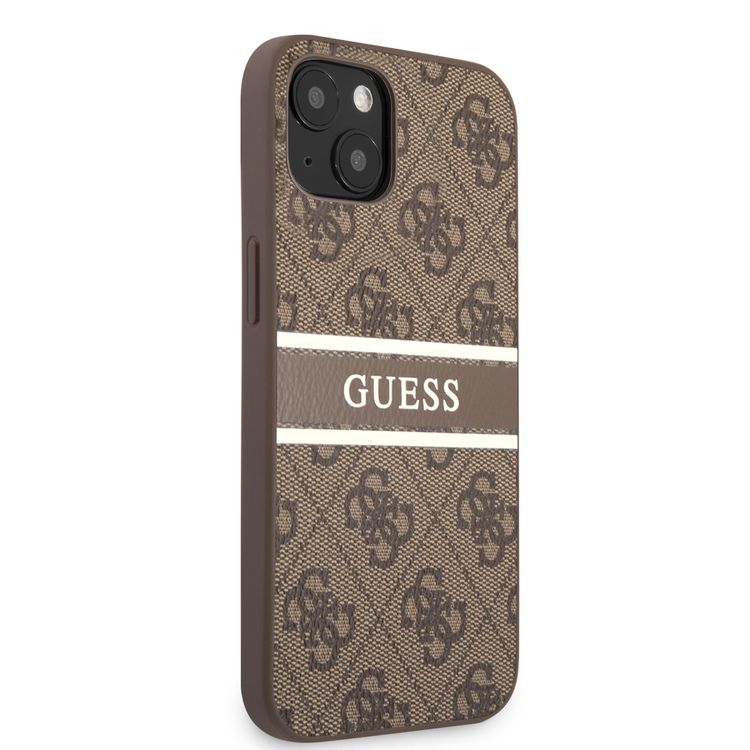 CG MOBILE Guess 4G PU Leather Case with Printed Stripe Compatible for iPhone 13 (6.1") Anti-Scratch, Easy Access to All Ports, Shock Absorption