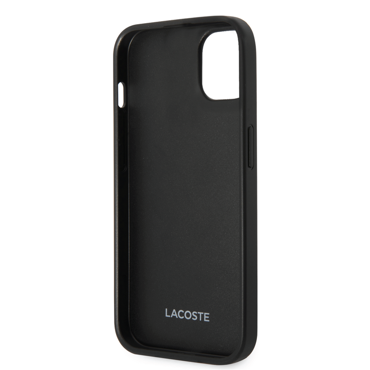 Lacoste Hard Case Iconic Petit Pique PU Woven Logo Estragon Compatible with iPhone 14 - Black