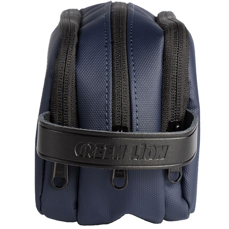 Green Lion Elegant Pouch with 600D Polyester & Leather Trim Material, Multifunctional Storage, Head Hang for Easy Carrying, Waterproof - Blue