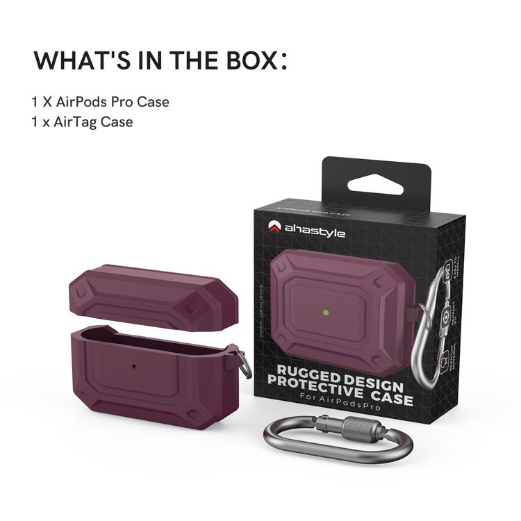 AhaStyle Premium Silicone Rugged Design Case with Anti-Lost Carabiner Compatible for AirPods Pro, Scratch Resistant, Shock Absorption & Dustproof