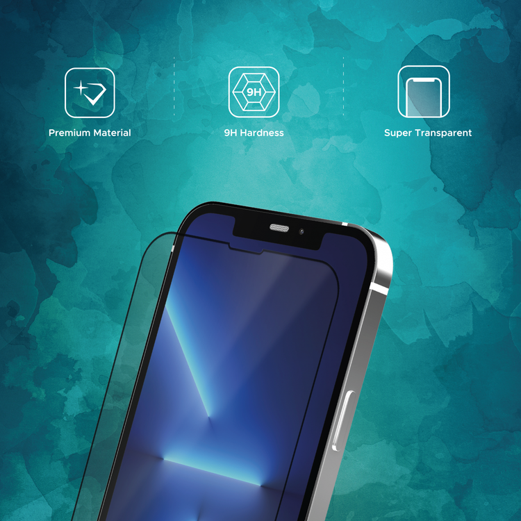 واقي شاشة بغطاء كامل  مطفي من Liberty Guard بحافة مستديرة سوداء لهاتف iPhone 13 Pro، مضاد للصدمات والتأثيرات - شفاف