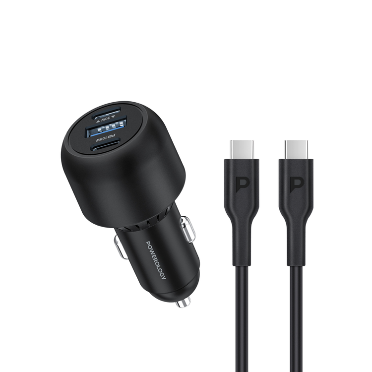 Powerology 130W X2 PD Port & X1 Q.C Port - Black