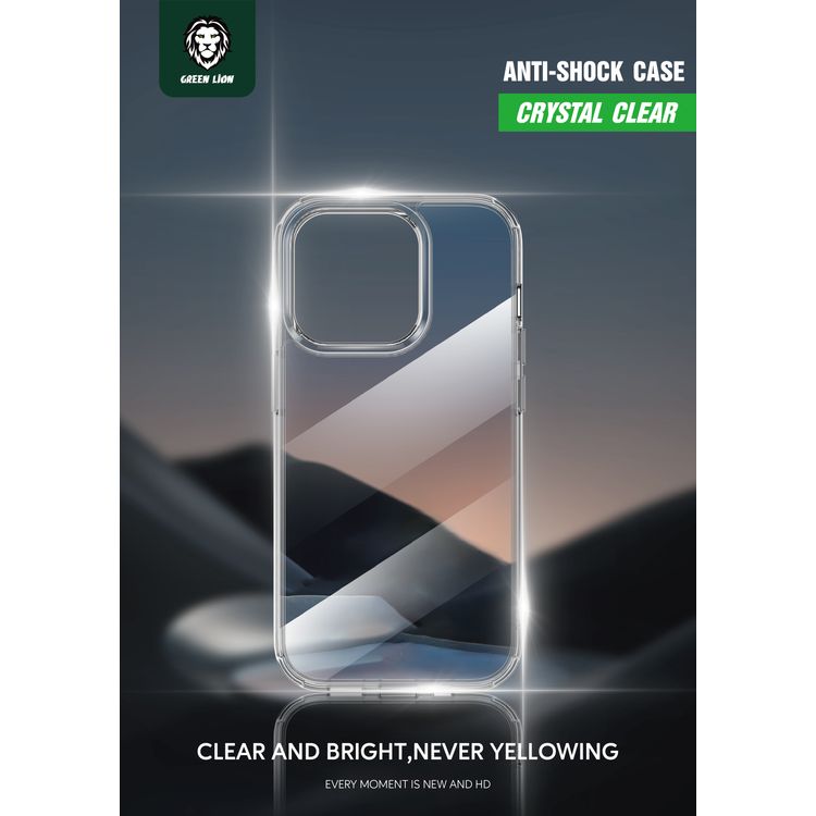 Green Lion Clear Case for iPhone 14 Pro, Drop Protection, Anti-Microbial Protection, Tough Scratch-Resistant, Anti-Yellowing, Camera Protection, Slim Design - Clear