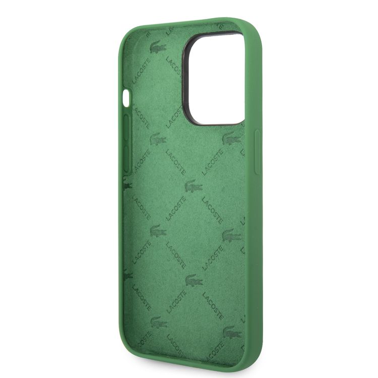Lacoste Hard Case Liquid Silicone / Microfiber Allover Pattern Compatible with iPhone 14 Pro - Green