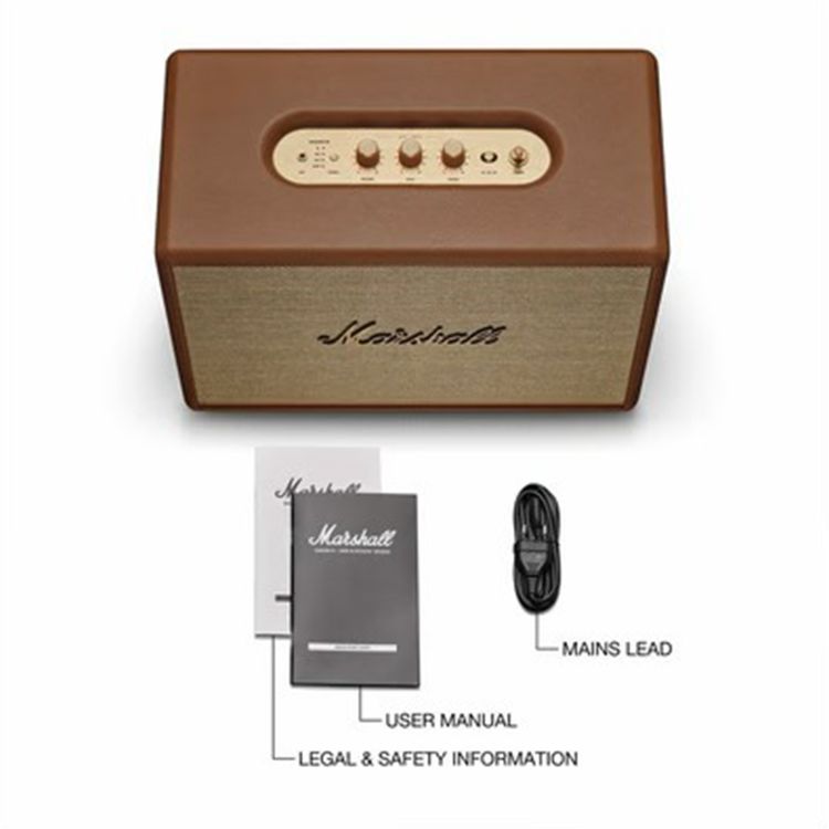 Marshall Woburn III Wireless Bluetooth Stereo Speaker, 10m Bluetooth Range, Bluetooth Version 5.2, Iconic Marshall Styling, High-quality Materials, Dynamic Loudness - Brown