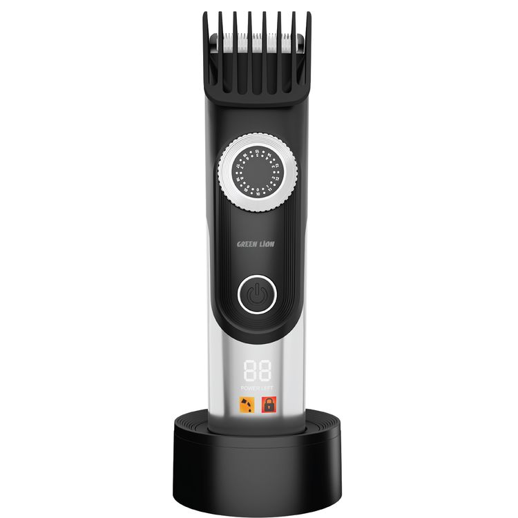 Green Lion Trim Gen"70 Body Hair Trimmer with 3 Speed Levels, LED Status Indicator, Corded & Cordless Use, Charging Base, 1.5 Hours Working Time, 6000RPM Motor - Black