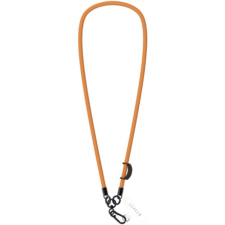 Levelo Everly Phone Crossbody Lanyard, 1.2m, Polyester Fiber, Metal Finish, Lightweight, Durable Material, Adjustable Straps, Universal Compatibility, Hypoallergenic Material - Carrot Orange