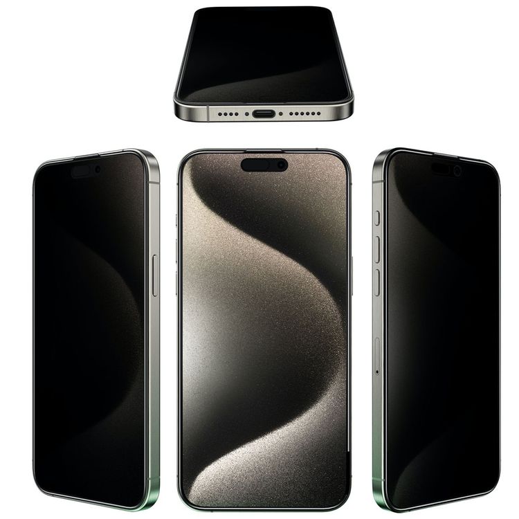 Green Lion ANTHONY 360° Privacy Screen Protector Glass for iPhone 15 Pro Max, 4-Way Anti-Peeping, Grease Resistance, Anti-Fingerprint, Anti-Peeping, Anti-Scratch, Easy Installation, Smudge-Free, Ultra-Thin Screen - Black
