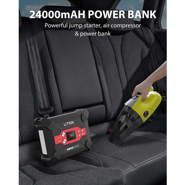 UTRAI Jstar 6, 24000mAh 1800A Jump Starter With Air Compressor, 12V Jump Start Output, Max 120 PSI Air Compressor