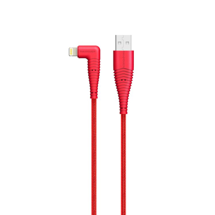 RAVPower Nylon Braided Cable 3ft/0.9m Compatible for Lightning Devices, 2.4A Fast Charging, 90 Degree Comfortable Playing Games, Fast Charging and Data Transmitter Cord