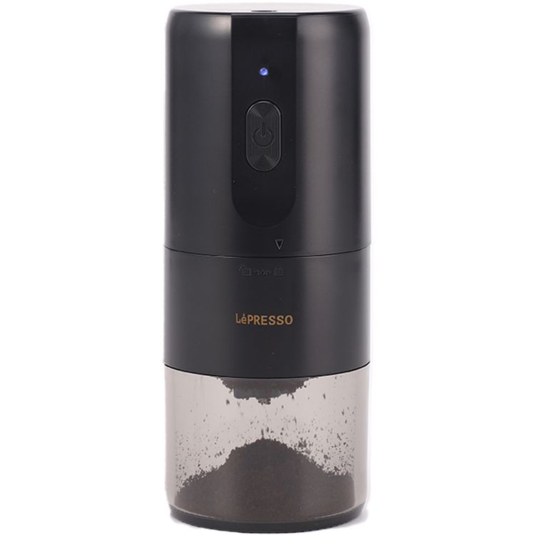 LePresso Conical Burr Grinder, 1200mAh Battery Capacity, 3 Hours Charging Time, Type-C Charging Port, Adjustable Grind Size, 160g Powder Container - Black
