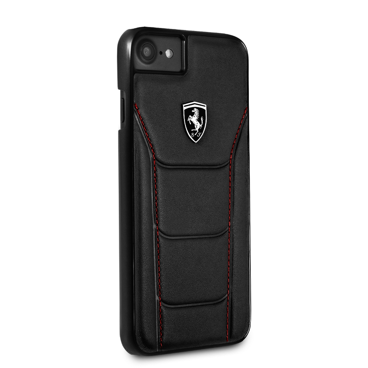 CG MOBILE Ferrari Heritage 488 Genuine Leather Hard Phone Case Compatible for iPhone 7 / 8 | Shock & Scratch Resistant Mobile Case Officially Licensed - Black