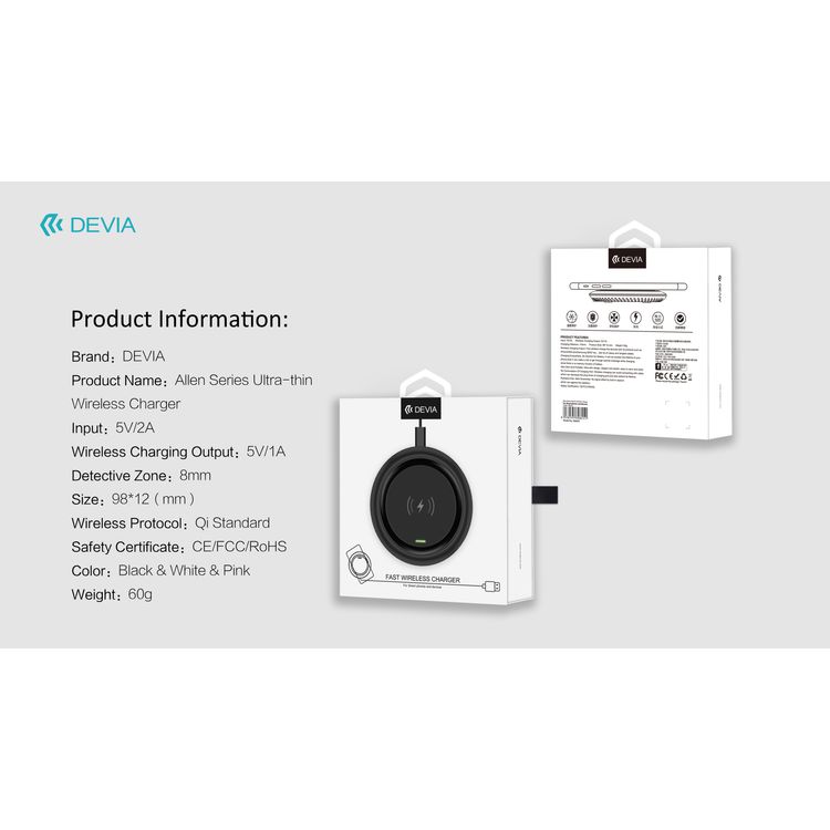 Devia Allen Series Ultra-Thin Wireless Charger V3 (15W) - White
