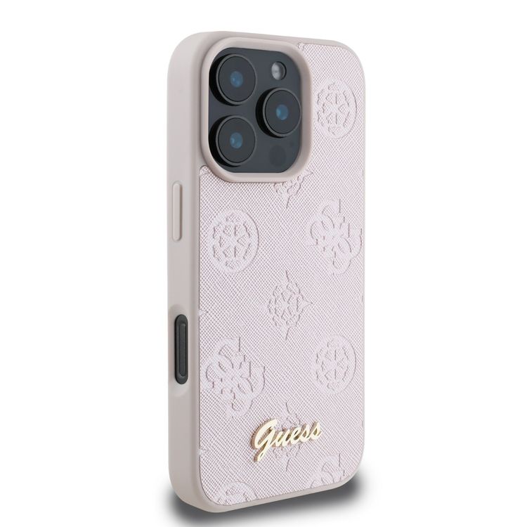 Guess Peony Hard Case for iPhone 16 Pro Max with Slim & Lightweight Design, Super Durable Materials, Comfortable Grip, Drop Protection - Pink
