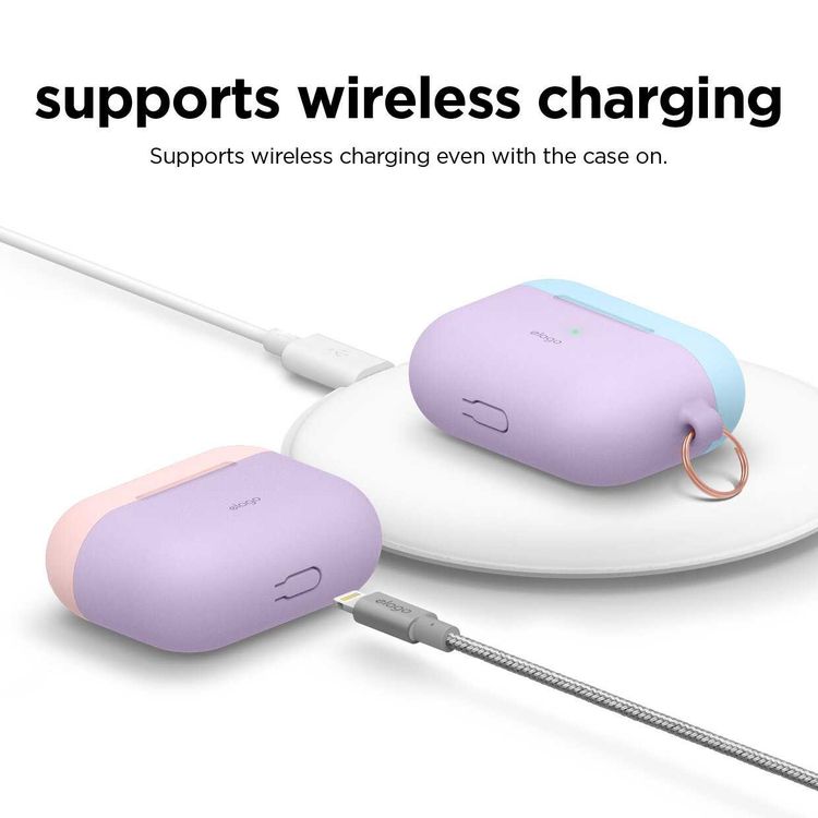 Elago Duo Hang Case for Apple Airpods Pro - Top-Lovely Pink / Pastel Blue, Bottom-Lavender