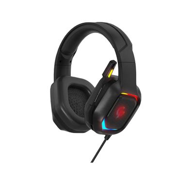 Porodo PDX411 Wired Gaming Headset, E-Sports High Definition RGB Breathing Light Gaming Headphone, 3.5mm Audio Jack, 3D Dimensional Sound, Noise Cancelling, Omni-Directional Microphone - Black