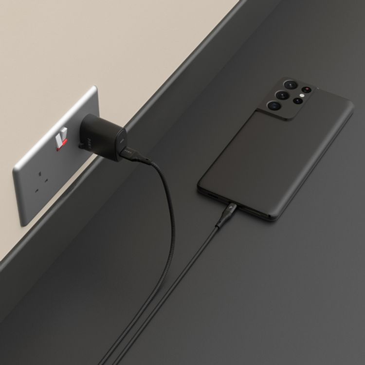 Pawa Nylon Braided 3A Data & Quick Charging Type-C Cable 1.2m/4ft - Black