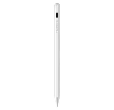 Powerology 1.5mm Tip Smart Pencil for 2018-2022 iPad Models, Built-in Bluetooth Connection, Color LED Indicators, Magnetic Wireless Charging, Tilt Pressure Sensitivity - White