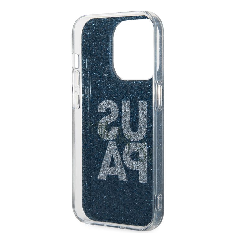U.S.Polo Assn. IML Glitter Script Card Case for iPhone 15 Pro - Black - القوات البحرية